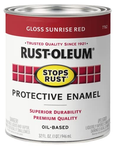 Rust-Oleum 7762502 Stops Rust Brush On Paint, Quart, Gloss Sunrise Red, 1 Quarts (Pack of 1)