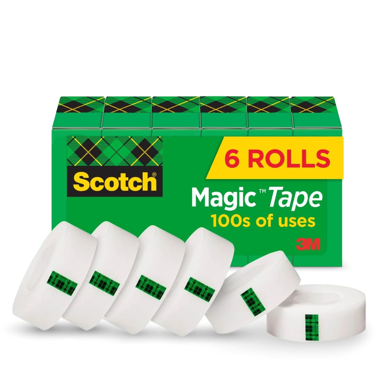 Scotch Magic Tape, Invisible, Home Office Supplies and School Supplies for College and Classrooms, 6 Refill Tape Rolls, Create Halloween Crafts