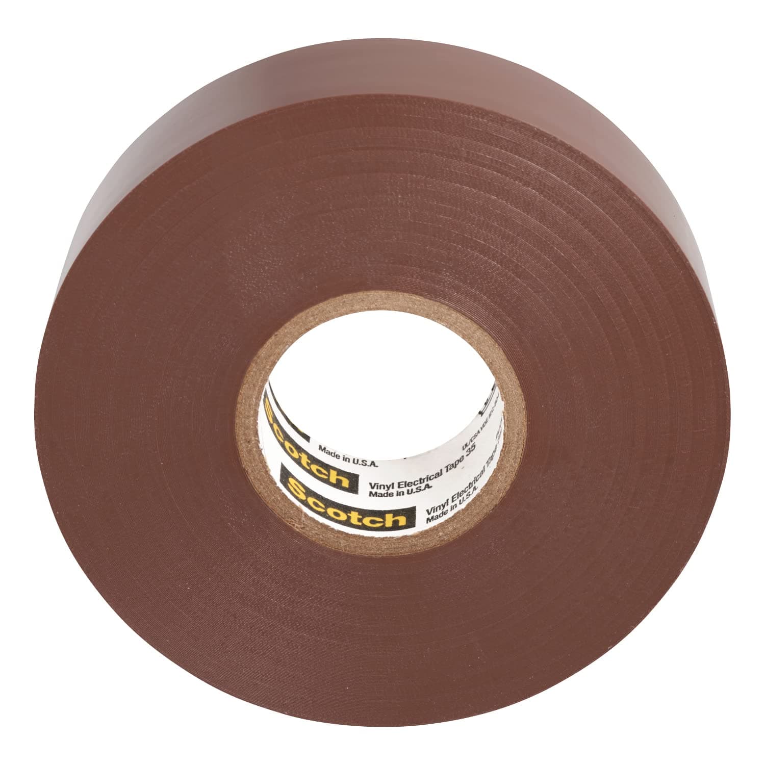 3M Scotch Vinyl Color Coding Electrical Tape 35, 3/4 in x 66 ft, Premium Grade, Flame Retardant, UV Resistant, Electrical and Mechanical Protection, Brown, 7 mil, 1 Roll