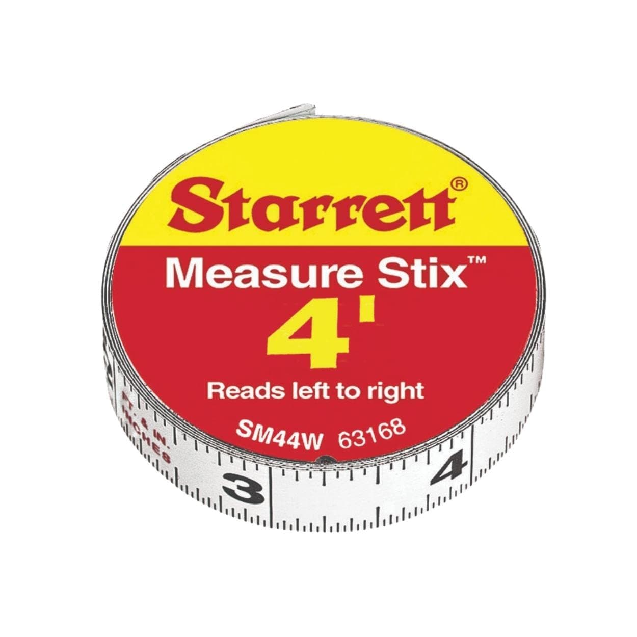 Starrett Tape Measure Stix with Adhesive Backing - Mount to Work Bench, Saw Table, Drafting Table - 1/2" x 4', English Metric, Left-Right Reading - SM44W