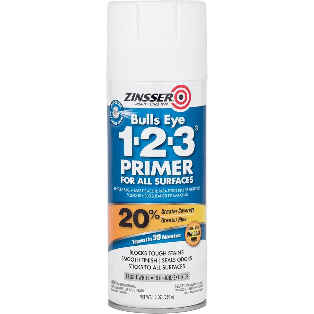 6 Pack of 13 oz Zinsser 02008 White Zinsser, Bulls Eye 1-2-3 Water-Based Stain Blocking Primer/Sealer