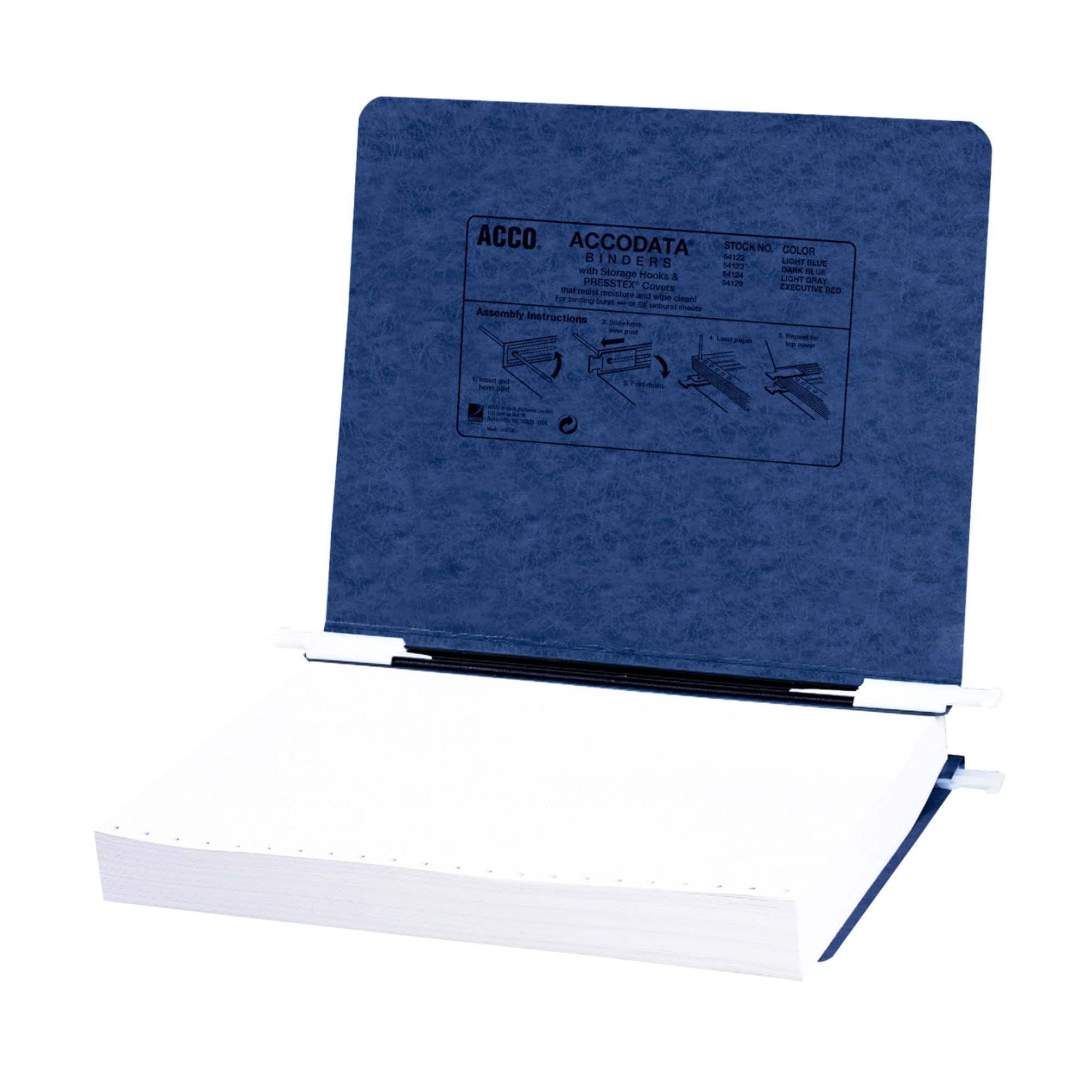 ACCO Pressboard Hanging Data Binder, 8.5 x 11 Unburst Sheets, Dark Blue (54123)