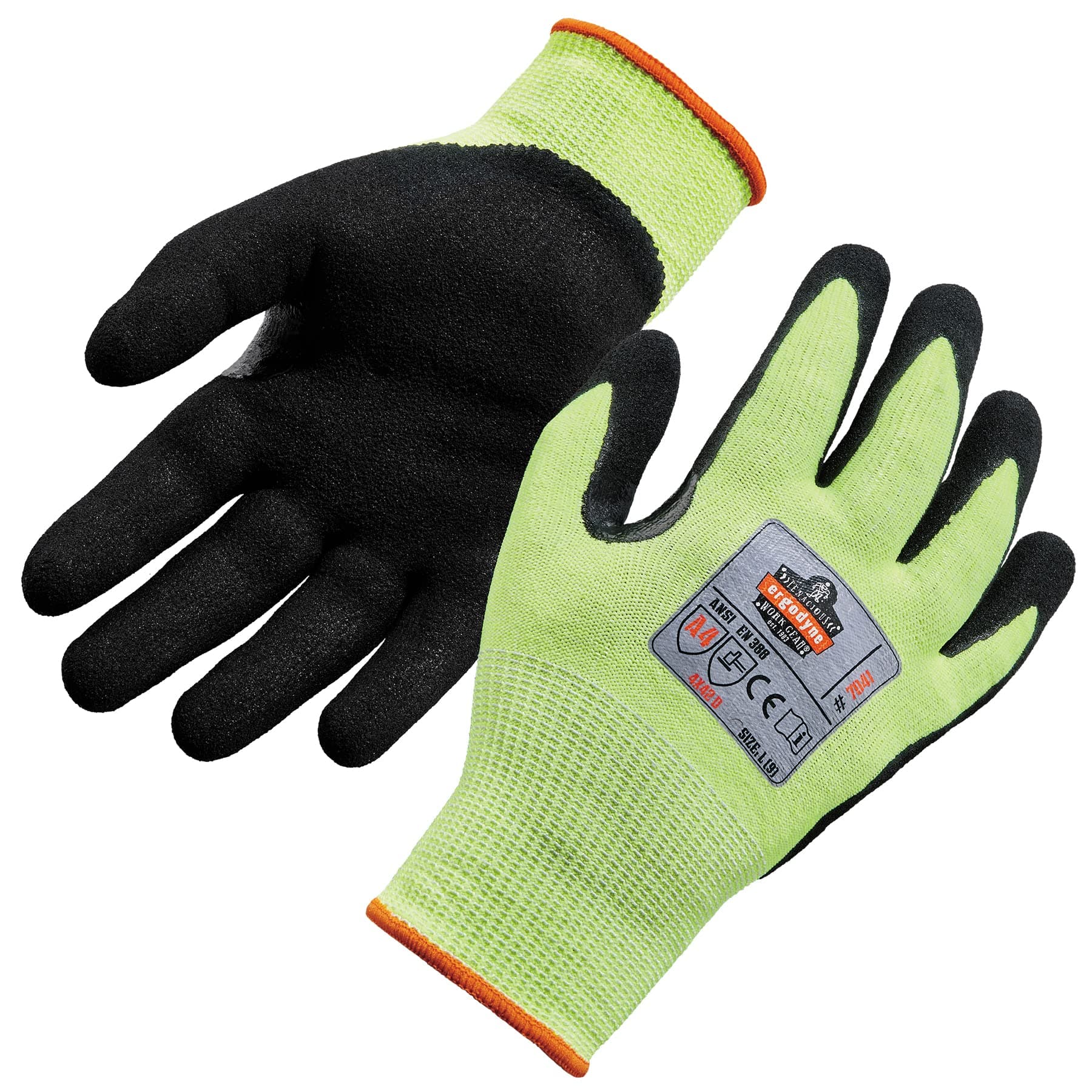 Ergodyne unisex adult Nitrile-coated ANSI A4 Nitrile Coated CR Gloves, Lime, Medium US